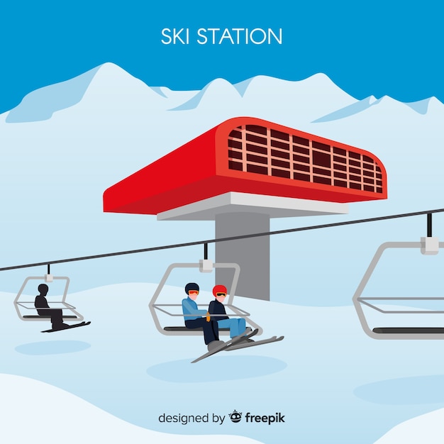 Kostenlose Vektor skistation hintergrund