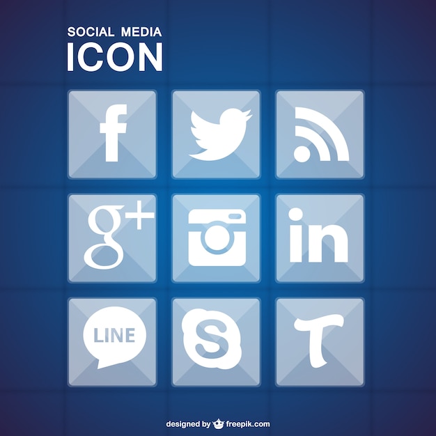 Kostenloser Vektor social media icons blaue geometrische reihe