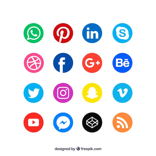 Social Media-Logosammlung in der flachen Art