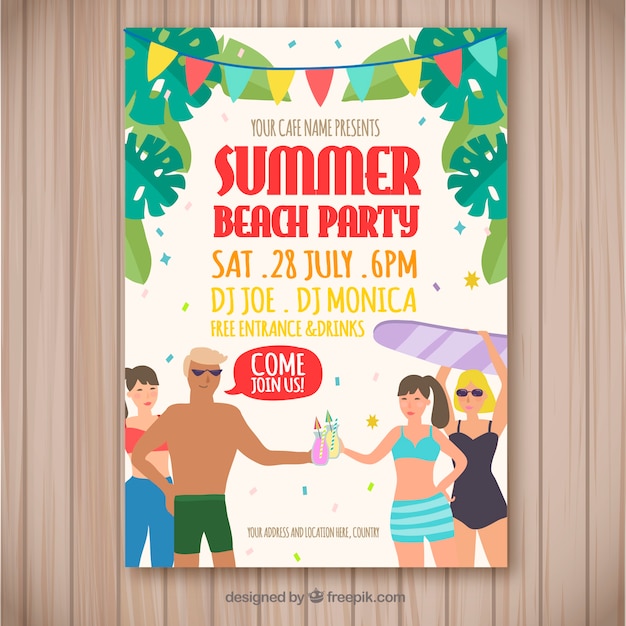 Kostenlose Vektor sommer-party-poster