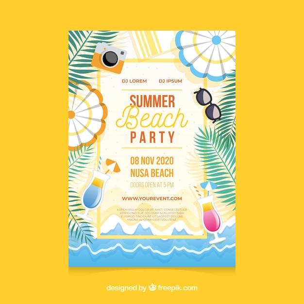 Kostenloser Vektor sommer-party-poster