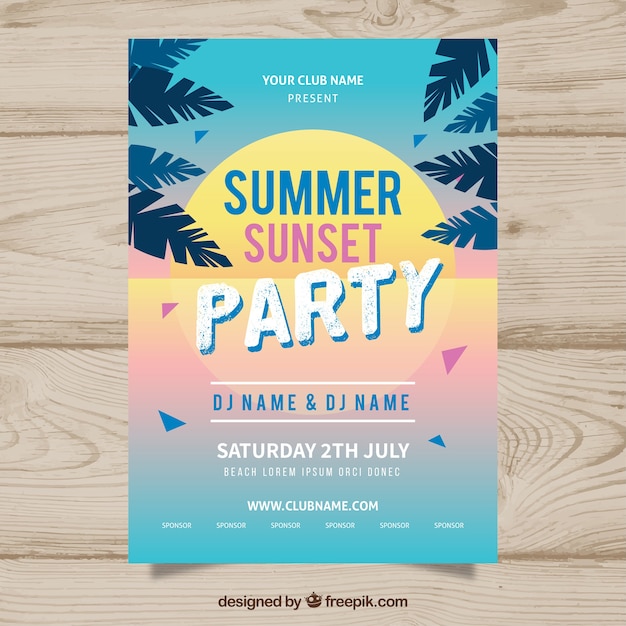 Kostenloser Vektor sommer-party-poster