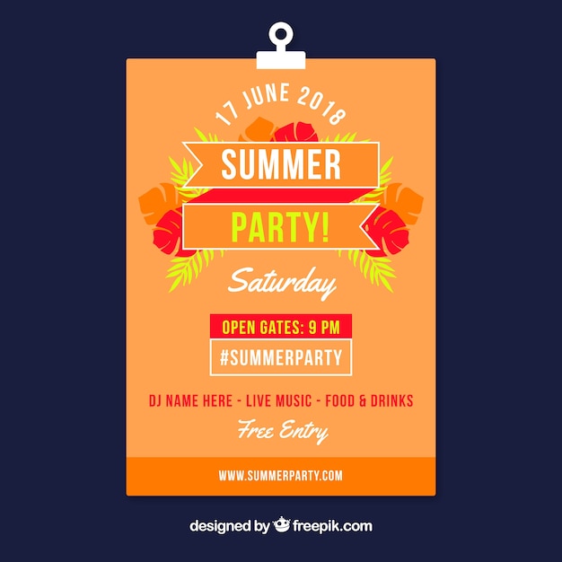 Kostenlose Vektor sommer-party-poster