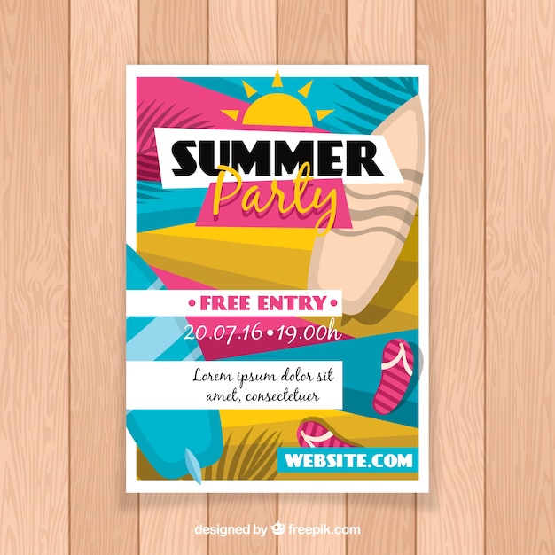 Kostenlose Vektor sommer-party-poster