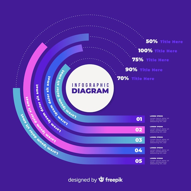 Kostenlose Vektor steigung infographic auf violettem hintergrund