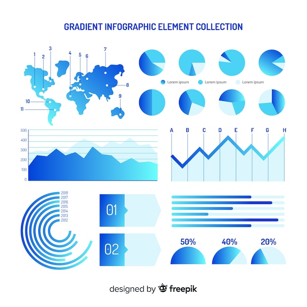 Kostenlose Vektor steigung infographik elemente sammlung