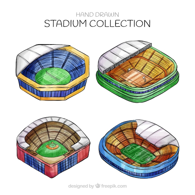 Kostenloser Vektor stil der stadionsammlung in der hand gezeichnet