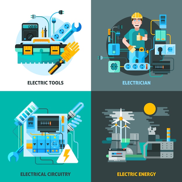 Kostenloser Vektor strom-konzept-icons set