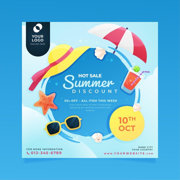 Summer Square Flyer Vorlage