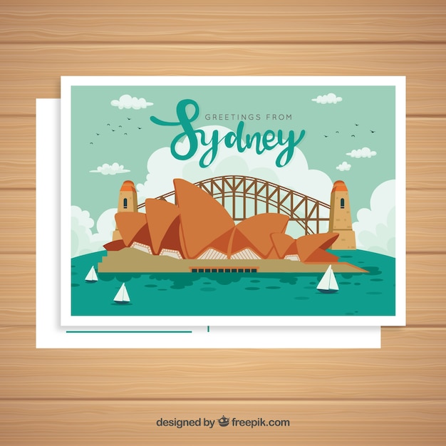 Sydney-Postkartenschablone mit Hand gezeichneter Art