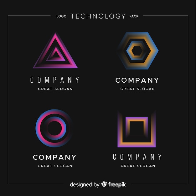 Kostenloser Vektor technologie-logo-sammlung