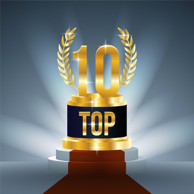 Kostenlose Vektor top 10 der besten podestplätze