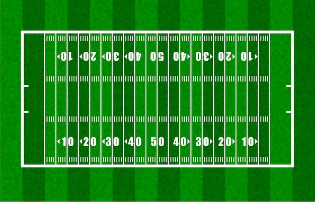 Übersicht über das American Football-Feld mit Yard Lines