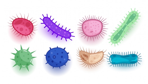 Kostenlose Vektor unterschiedliche form des hintergrunds von viren oder parasitären bakterien