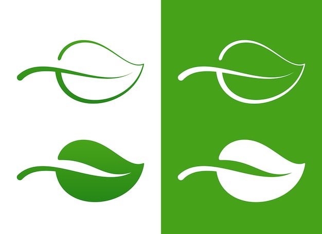 Vector Green Leaf Icons über weißem Öko-Konzept