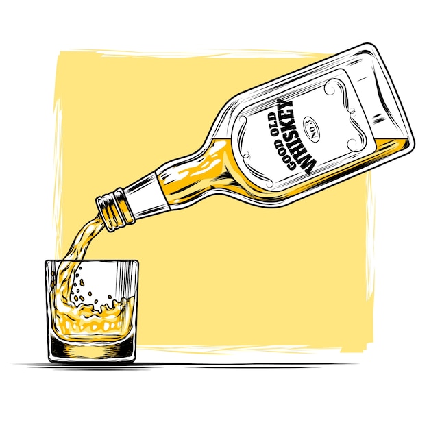 Kostenlose Vektor vektor-illustration von whisky und glas