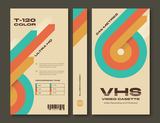 Kostenloser Vektor vhs-cover-vorlage mit flachem design