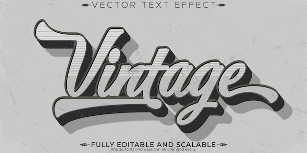 Kostenloser Vektor vintage bearbeitbare text-effekt bearbeitbare retro- und nostalgische text-stil