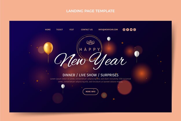 Vorlage für Landingpages mit Farbverlauf für das neue Jahr