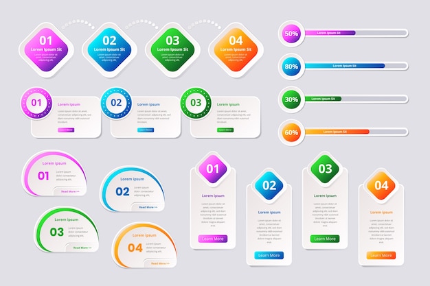 Kostenlose Vektor vorlagenstil für infografik-elementsammlungen