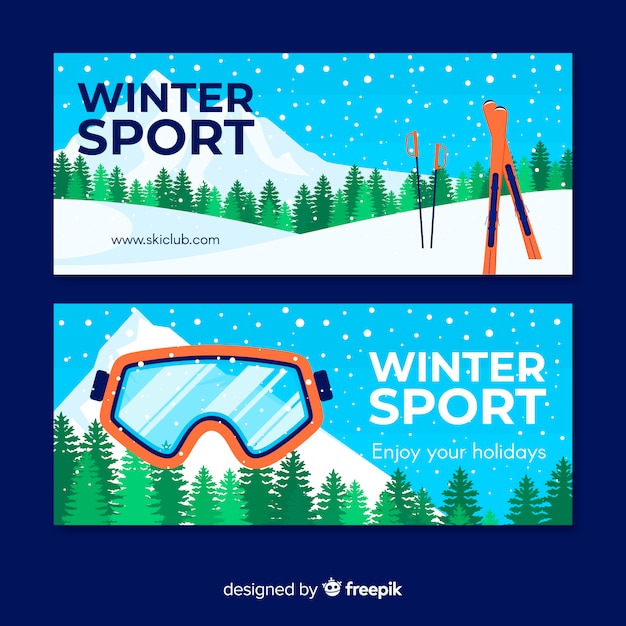 Kostenloser Vektor winter ski banner