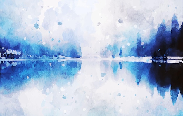 Kostenloser Vektor winterlandschaft aquarell hintergrund