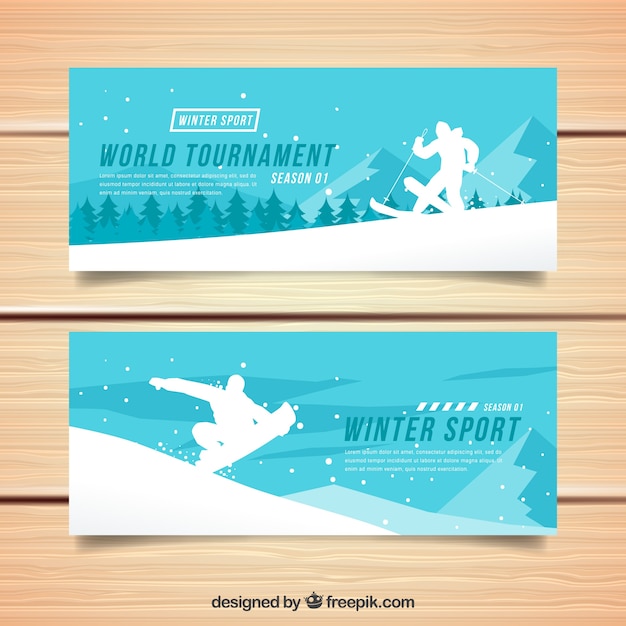 Wintersport Banner mit Silhouetten