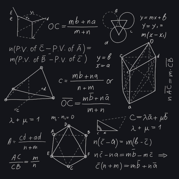 Kostenlose Vektor wissenschaftliche formeln des handgezeichneten entwurfs