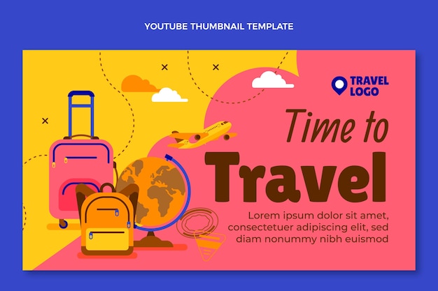 YouTube-Miniaturansicht für Reisen im flachen Design