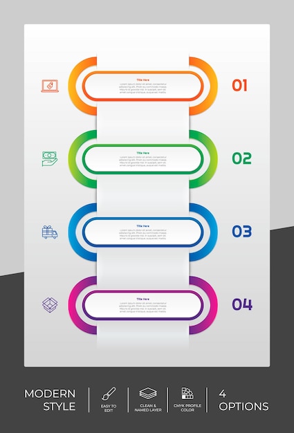 3D-Infografik mit modernem Optionsquadrat und Papiereffektkonzept für Finanzunternehmen Optionsinfografik kann für Präsentationsbroschüren und Marketing verwendet werden