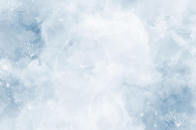 Abstrakter blauer Winteraquarellhintergrund mit Blume