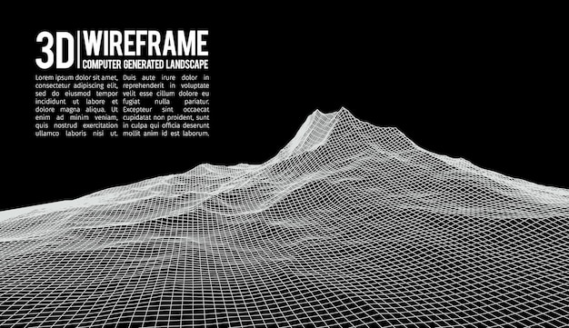 Abstrakter Vektorlandschaftshintergrund Cyberspace-Landschaftsraster d Technologie-Vektorillustration