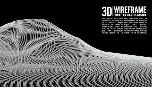Abstrakter Vektorlandschaftshintergrund Cyberspace-Landschaftsraster d Technologie-Vektorillustration