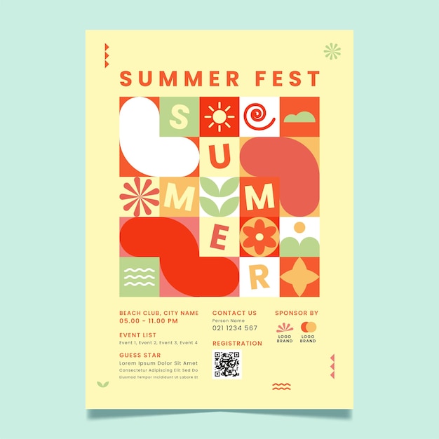 Vektor abstraktes geometrisches sommerfest-poster