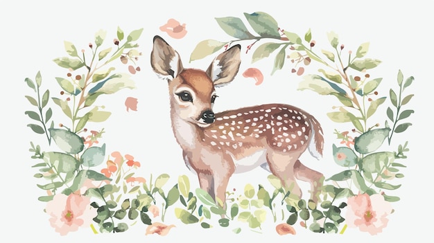 Adorable Woodland Baby Deer Aquarell-Illustration