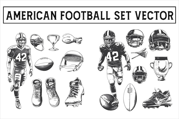 Vektor american football set vector ultimate american football icon pack (amerikanischer fußball-ikonen-pack)