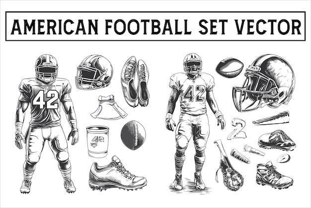 Vektor american football set vector ultimate american football icon pack (amerikanischer fußball-ikonen-pack)