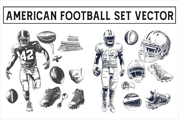 Vektor american football set vector ultimate american football icon pack (amerikanischer fußball-ikonen-pack)