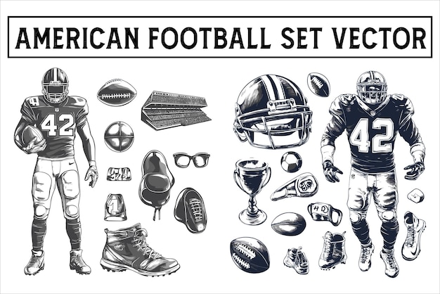 American Football Set Vector Ultimate American Football Icon Pack (Amerikanischer Fußball-Ikonen-Pack)