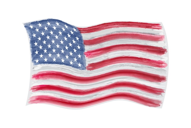 Aquarell gewellte amerikanische Flagge.