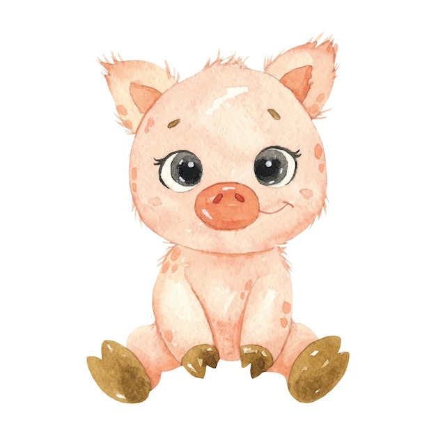 Aquarell niedliche Schweinchenbaby-Schweinillustration