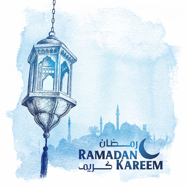 Arabische Laternenskizze Ramadan Kareem-Gruß