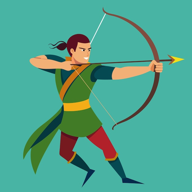 Vektor archer vector illustration dynamisches design für bogenschießen und sportthemen