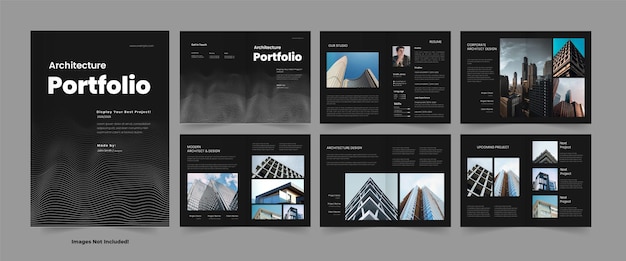 Vektor architekturbuch-layout und architektur-portfolio-layut-vorlage