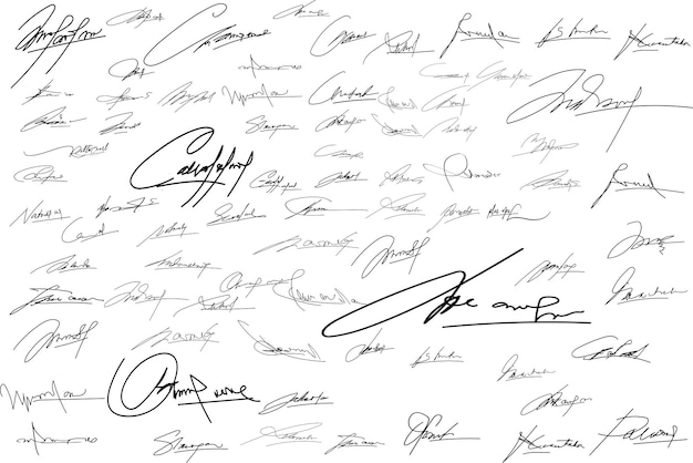 Vektor autogramme handgeschriebene stift-signaturen für digitale dokumente vorlagen für handsignaturen abstract sign