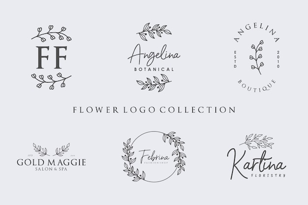 Blumenlogo-Kollektion mit minimalistischem Stil