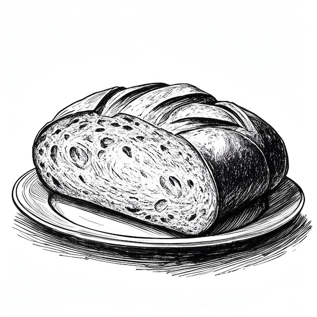 Bread ink sketch drawing schwarz-weiß gravierender Vektorillustration