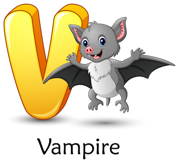 Buchstabe V ist für Vampirs-Schlägerkarikaturalphabet