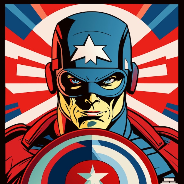 Captain America Poster Vektor-Illustration Zeichentrickfilm