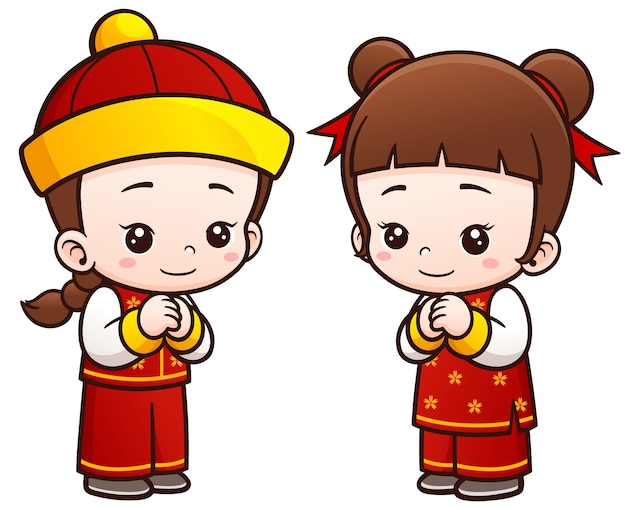 Vektor cartoon chinesische kinder